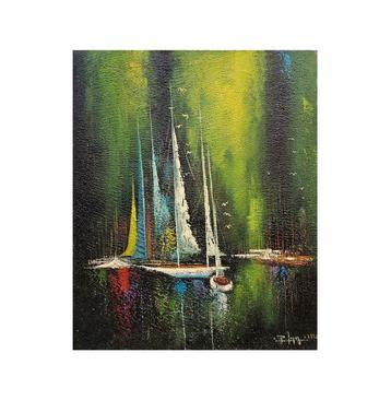 P. Lopez (XX) - Colorful night sailboats