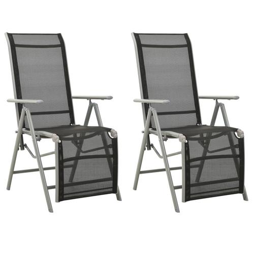 vidaXL Tuinstoelen 2 st verstelbaar textileen aluminium, Tuin en Terras, Tuinstoelen, Nieuw, Verzenden