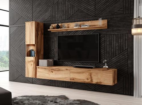 Wandmeubel eiken Set van 3 TV-Meubel, Huis en Inrichting, Kasten | Wandmeubels, 25 tot 50 cm, Nieuw, 150 tot 200 cm, Verzenden