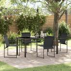 vidaXL 5-delige Tuinset Zwart Textileen en Staal, Tuin en Terras, Tuinstoelen, Verzenden, Nieuw