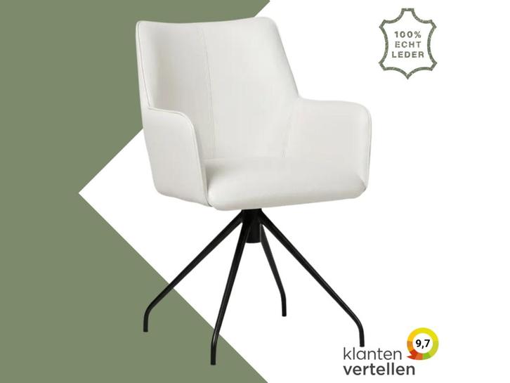 Leren eetkamerstoel Wave - Toledo Purewhite (wit) -, Huis en Inrichting, Stoelen, Wit, Eén, Nieuw, Leer, Ophalen of Verzenden