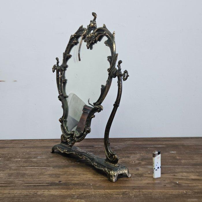 Tafelspiegel- Toletta - Messing, Legering, Glas - basculante, Antiek en Kunst, Curiosa en Brocante