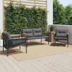 vidaXL 3-delige Balkonset met kussens staal zwart, Tuin en Terras, Verzenden, Nieuw