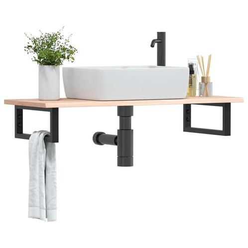 vidaXL Badkamer wandschap staal en massief eikenhout, Huis en Inrichting, Tafels | Kaptafels, Nieuw, Verzenden