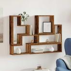 vidaXL Wandkubus met plank Oud hout 96 x 12 x 64 cm Bewerkt, Verzenden, Nieuw
