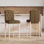vidaXL Barstoelen 2 st massief rubberhout en stof, Huis en Inrichting, Barkrukken, Verzenden, Nieuw