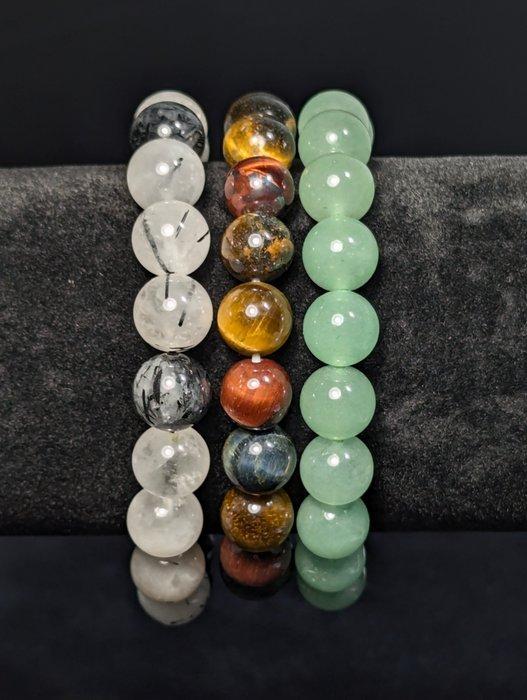 3 prachtige tiger-ox-hawks eye, toermalijnkwarts,, Verzamelen, Mineralen en Fossielen