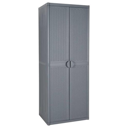 vidaXL Tuinkast 65x45x172 cm PP rattan grijs, Huis en Inrichting, Kasten | Overige, Nieuw, Verzenden