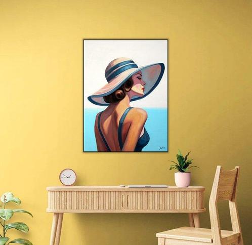 Christophe Gastaldi - Femme au chapeau - XL, Antiek en Kunst, Kunst | Schilderijen | Modern