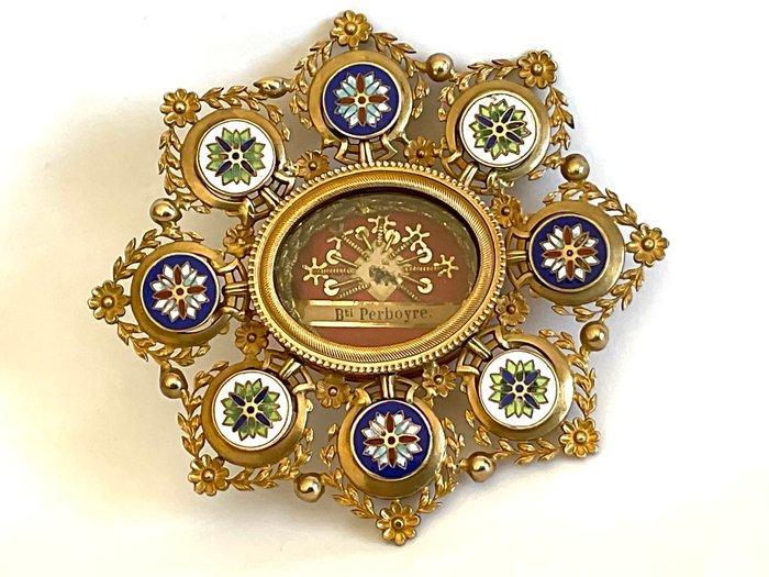 Reliekhouder - Emaille, Glas, Messing - 1850-1900 -, Antiek en Kunst, Kunst | Niet-Westerse kunst