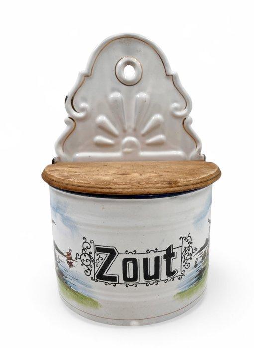 Koffiepot - Emaille, Staal - Zoutpot, Antiek en Kunst, Antiek | Keukengerei
