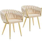tectake Set eetkamerstoelen Astano fluweel, knoopdesign - za, Verzenden, Nieuw