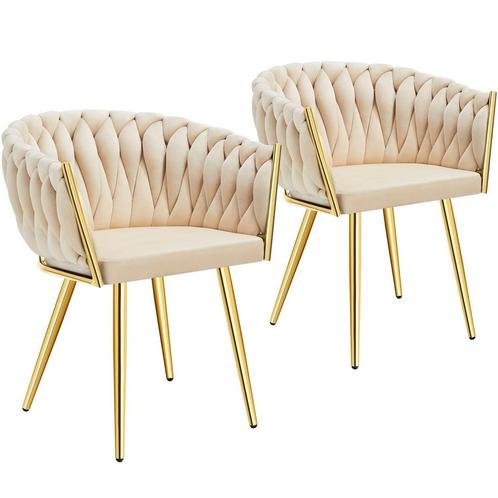 tectake Set eetkamerstoelen Astano fluweel, knoopdesign - za, Huis en Inrichting, Stoelen, Verzenden