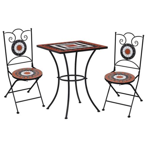 vidaXL 3-delige Bistroset mozaïek keramische tegel, Tuin en Terras, Tuinsets en Loungesets, Nieuw, Verzenden