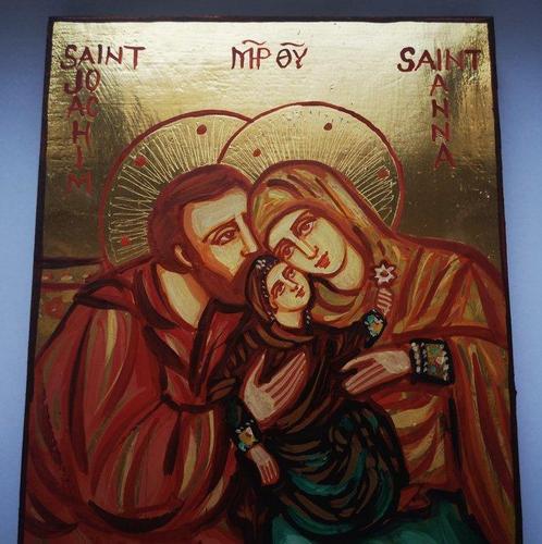 Icône - Saint Anne, Saint Joachim avec la Sainte Vierge -, Antiek en Kunst, Antiek | Boeken en Manuscripten