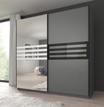 Kledingkast grijs zwart 217x63x210 Garderobekast met spiegel, Nieuw, Verzenden