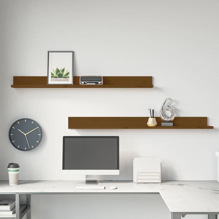 vidaXL Wandkasten 2 st 110x11x9 cm massief grenenhout, Huis en Inrichting, Kasten | Wandmeubels, Nieuw, Verzenden