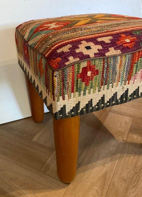 Pouf - Bois, Laine, Antiek en Kunst, Curiosa en Brocante