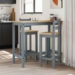 vidaXL Barstoelen 2 st massief grenenhout grijs, Verzenden, Nieuw