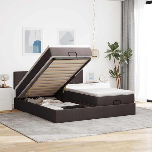 vidaXL Ottoman bed met matrassen 200x200cm stof donkerbruin, Huis en Inrichting, Slaapkamer | Bedden, Nieuw, Verzenden
