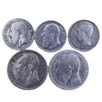 België. 5 Silver Coins (3x 50 Centimes + 2x 1 Franc) 17g