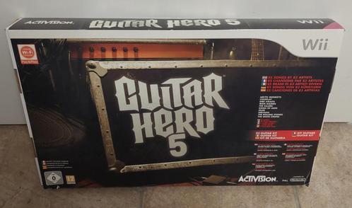 Guitar Hero 5 met gitaar in doos (Nintendo wii tweedehands, Games en Spelcomputers, Spelcomputers | Nintendo Wii, Ophalen of Verzenden