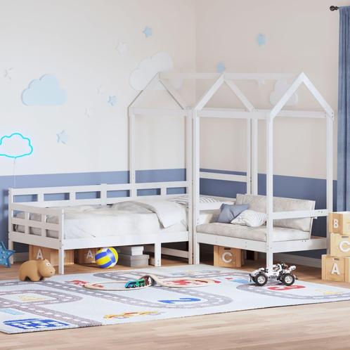 vidaXL Kinderbed met huisje en bankje massief grenenhout wit, Maison & Meubles, Chambre à coucher | Lits, Envoi