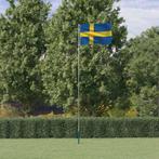 vidaXL Vlag met vlaggenmast Zweden 5,55 m aluminium, Diversen, Verzenden, Nieuw