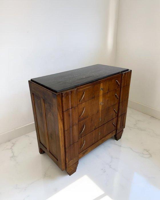 Ladekast - Walnoot, Hout, Messing, Marmer, Antiquités & Art, Art | Objets design