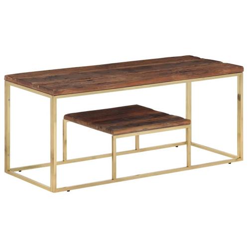 vidaXL Salontafel roestvrij staal en massief hout, Huis en Inrichting, Tafels | Salontafels, Nieuw, Verzenden