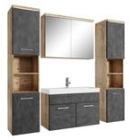 Badkamermeubel Set Paso XL 80 x 40 cm Kastanje Grijs, Huis en Inrichting, Badkamer | Badkamermeubels, Verzenden, Nieuw