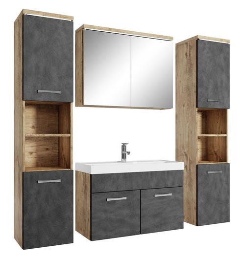 Badkamermeubel Set Paso XL 80 x 40 cm Kastanje Grijs, Huis en Inrichting, Badkamer | Badkamermeubels, Nieuw, Verzenden