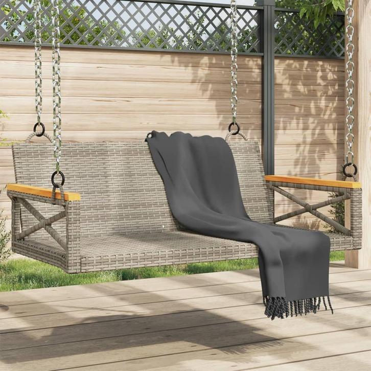 vidaXL Schommelbank 109x62x40 cm poly rattan grijs, Tuin en Terras, Tuinsets en Loungesets, Nieuw, Verzenden