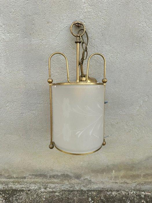 Plafondlamp - Opaline glas - Ottone e vetro opalino, Antiek en Kunst, Curiosa en Brocante