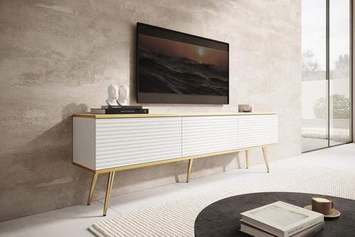 TV-Meubel Wit 175x32x53 goud - TV kast, Huis en Inrichting, Kasten |Televisiemeubels, 25 tot 50 cm, Nieuw, 150 tot 200 cm, Overige materialen