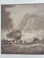 English or French School - Wreck of a main sail boat on the