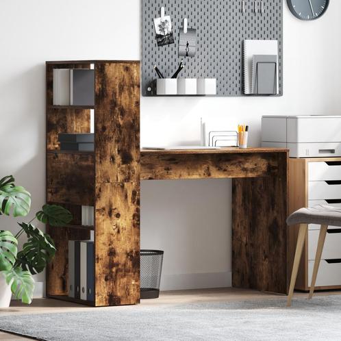 vidaXL Bureau met Opslag Rook Eiken 113x54x120 cm Gelaagd, Huis en Inrichting, Bureaus, Nieuw, Verzenden