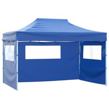 vidaXL Vouwtent met 3 wanden 3x4,5 m blauw, Verzenden