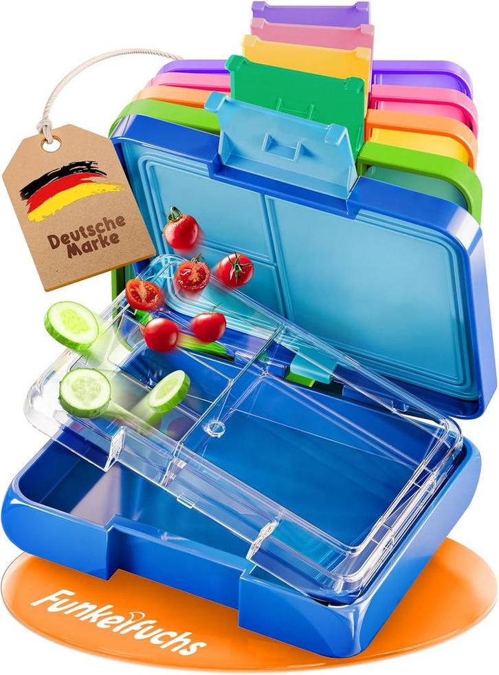 2dekans | Funkelfuchs® - Lunchbox kinderen met vakjes -, Maison & Meubles, Cuisine| Tupperware, Enlèvement ou Envoi