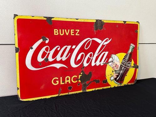 Coca-Cola - Plaque émaillée (1) - Emaille Cova-Cola bord uit, Antiquités & Art, Antiquités | Assiettes décoratives & Carrelages