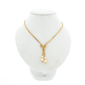 Gouden fantasie schakel ketting met vaste hanger; parel |... beschikbaar voor biedingen