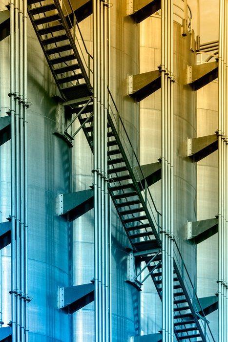 Chris Schäfer - Industrial silos abstract, Antiek en Kunst, Kunst | Schilderijen | Modern