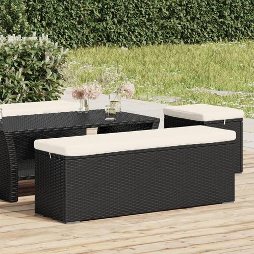 vidaXL Banc pouf avec coussin noir 110x30x40 cm résine, Jardin & Terrasse, Ensembles de jardin, Neuf, Envoi