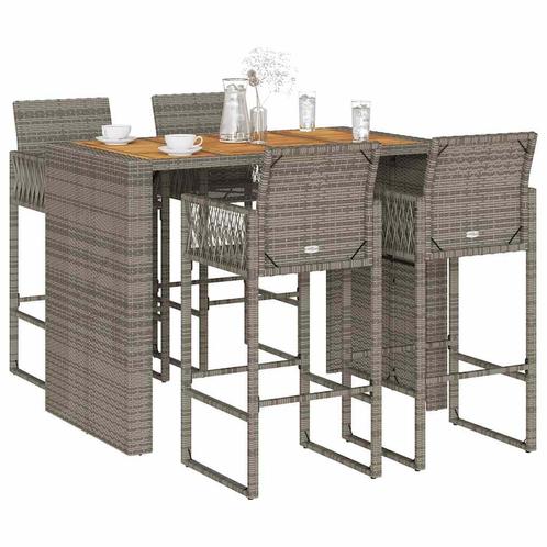 vidaXL 5-delige Tuinbarset zonder kussens poly rattan acacia, Tuin en Terras, Tuinsets en Loungesets, Nieuw, Verzenden