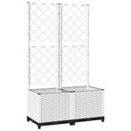 Witte Plantenbak met Latwerk | Tweede Kansje | Tuin Musthave, Tuin en Terras, Kunststof, Verzenden, Nieuw, 60 tot 100 cm
