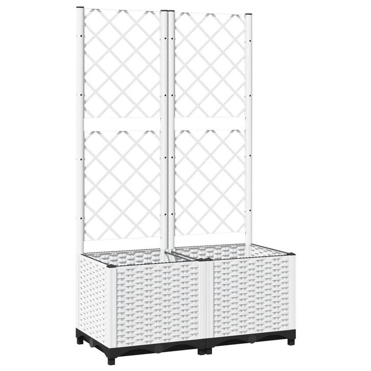 Witte Plantenbak met Latwerk | Tweede Kansje | Tuin Musthave, Tuin en Terras, Bloembakken en Plantenbakken, 60 cm of meer, 60 tot 100 cm
