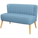 Loveseat - Linnen look - Houten poten - Blauw, Huis en Inrichting, Ophalen of Verzenden, Nieuw, Stof, Modern