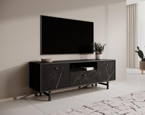 TV-Meubel marmer zwart 150x41x54 met lade, Maison & Meubles, Armoires | Mobilier de télévision, Envoi