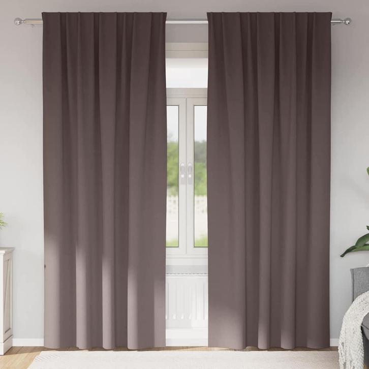 vidaXL Gordijnen met gordijnen 2 pcs Donkerbruin 260x140cm, Huis en Inrichting, Stoffering | Gordijnen en Lamellen, Nieuw, Verzenden