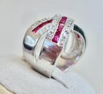 Zonder minimumprijs - Ring Zilver Robijn - Saffier - gemerkt, Handtassen en Accessoires, Ringen, Nieuw